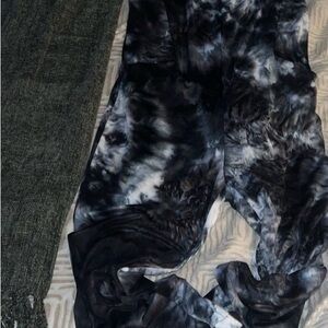 Tie-Dye Wide Leg Jumpsuit in Black & Gray #357